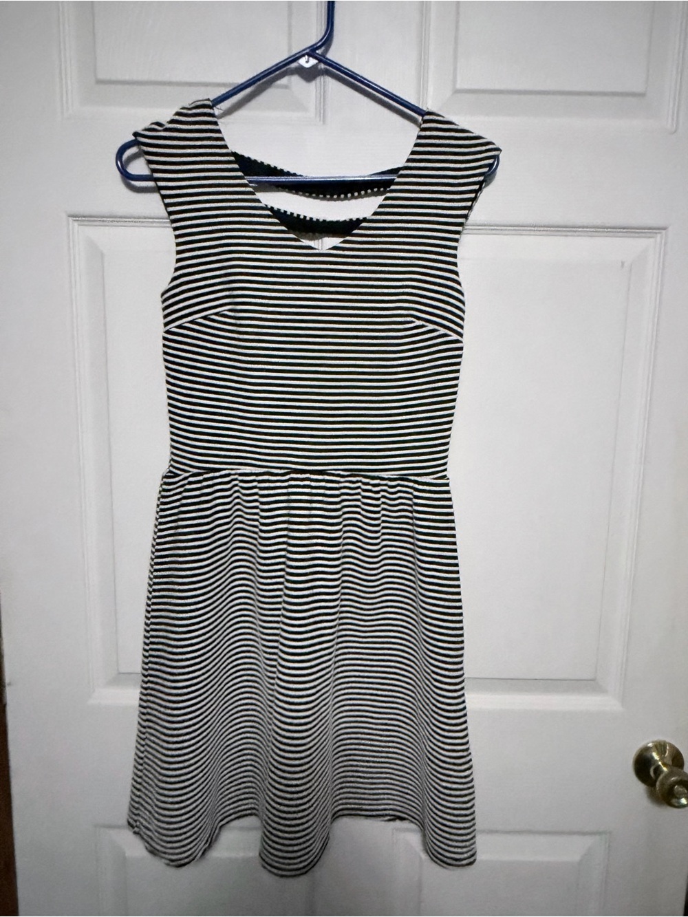Xhilaration Black and White Striped Sleeveless Fit & Flare Dress